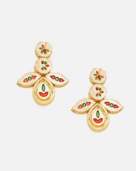 Agaami Gold-Plated Kundan-Studded Drop Earrings
