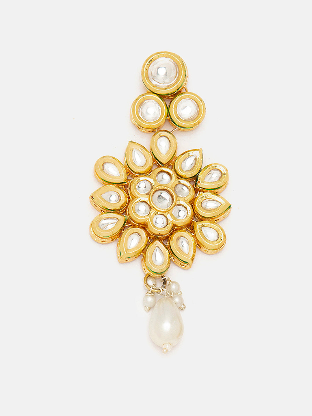 Agaami Gold Plated Bloom Exquisite Pearl and Kundan Drop Earrings