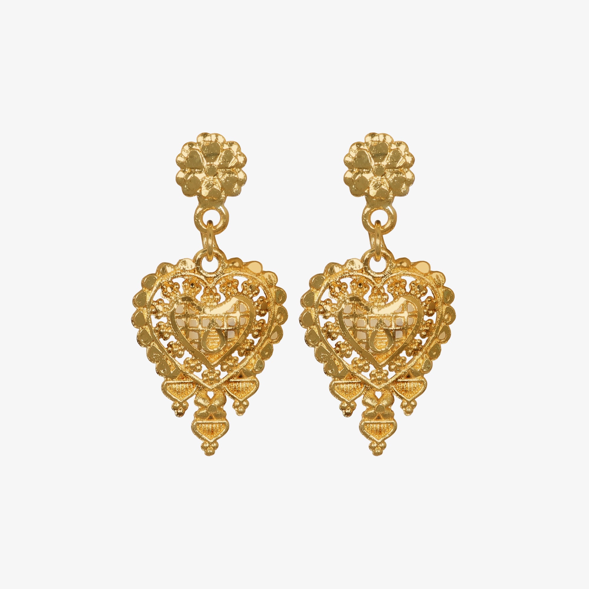 Traditional Gold-Plated Mangalsutra Necklace with Black Beads, Ornate Pendant and Matching Earrings Set