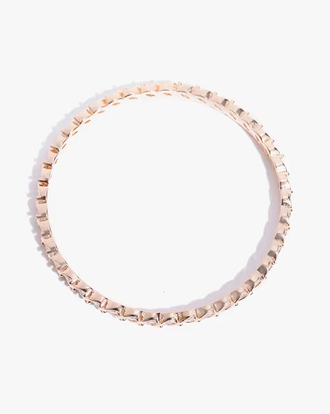 Agaami Set of 2 Rose Gold Plated Leaf Design American Diamond Studded Bangles