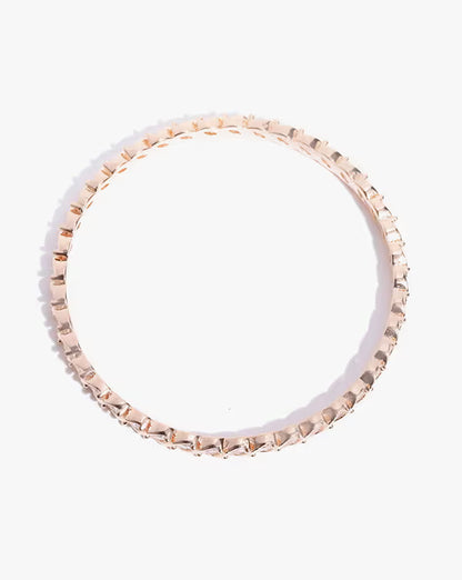 Agaami Set of 2 Rose Gold Plated Leaf Design American Diamond Studded Bangles