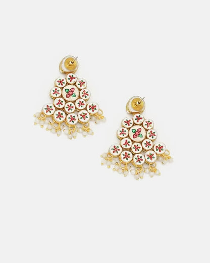 Agaami Kundan-Studded Drop Earrings with Pearl Drops