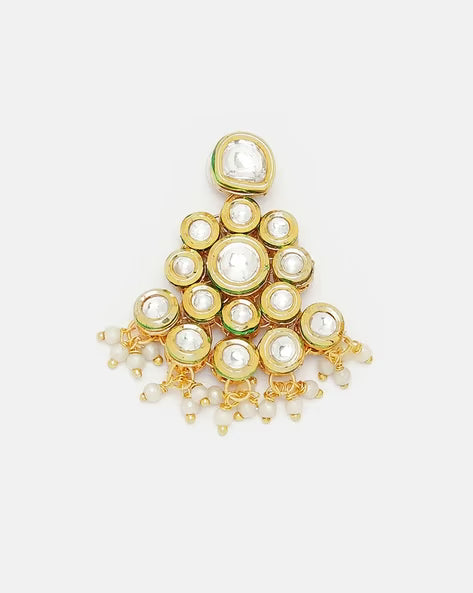 Agaami Kundan-Studded Drop Earrings with Pearl Drops