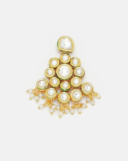 Agaami Kundan-Studded Drop Earrings with Pearl Drops