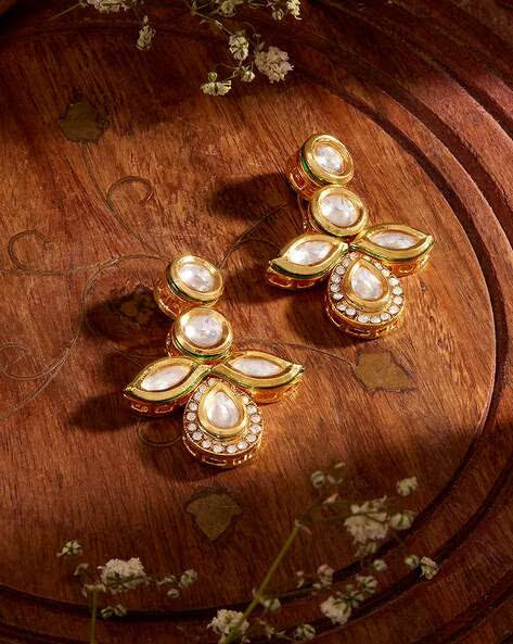 Agaami Gold-Plated Kundan-Studded Drop Earrings
