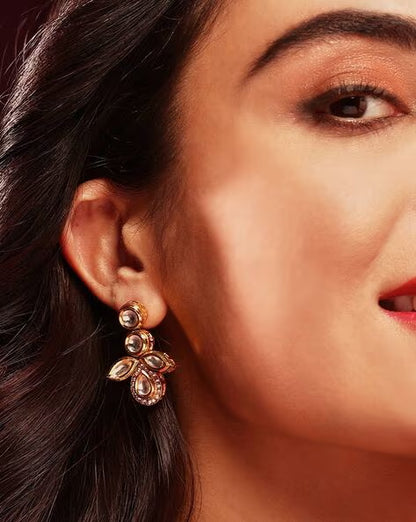 Agaami Gold-Plated Kundan-Studded Drop Earrings