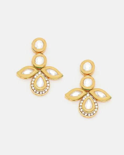 Agaami Gold-Plated Kundan-Studded Drop Earrings