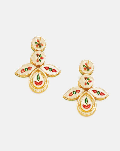 Agaami Gold-Plated Kundan-Studded Drop Earrings