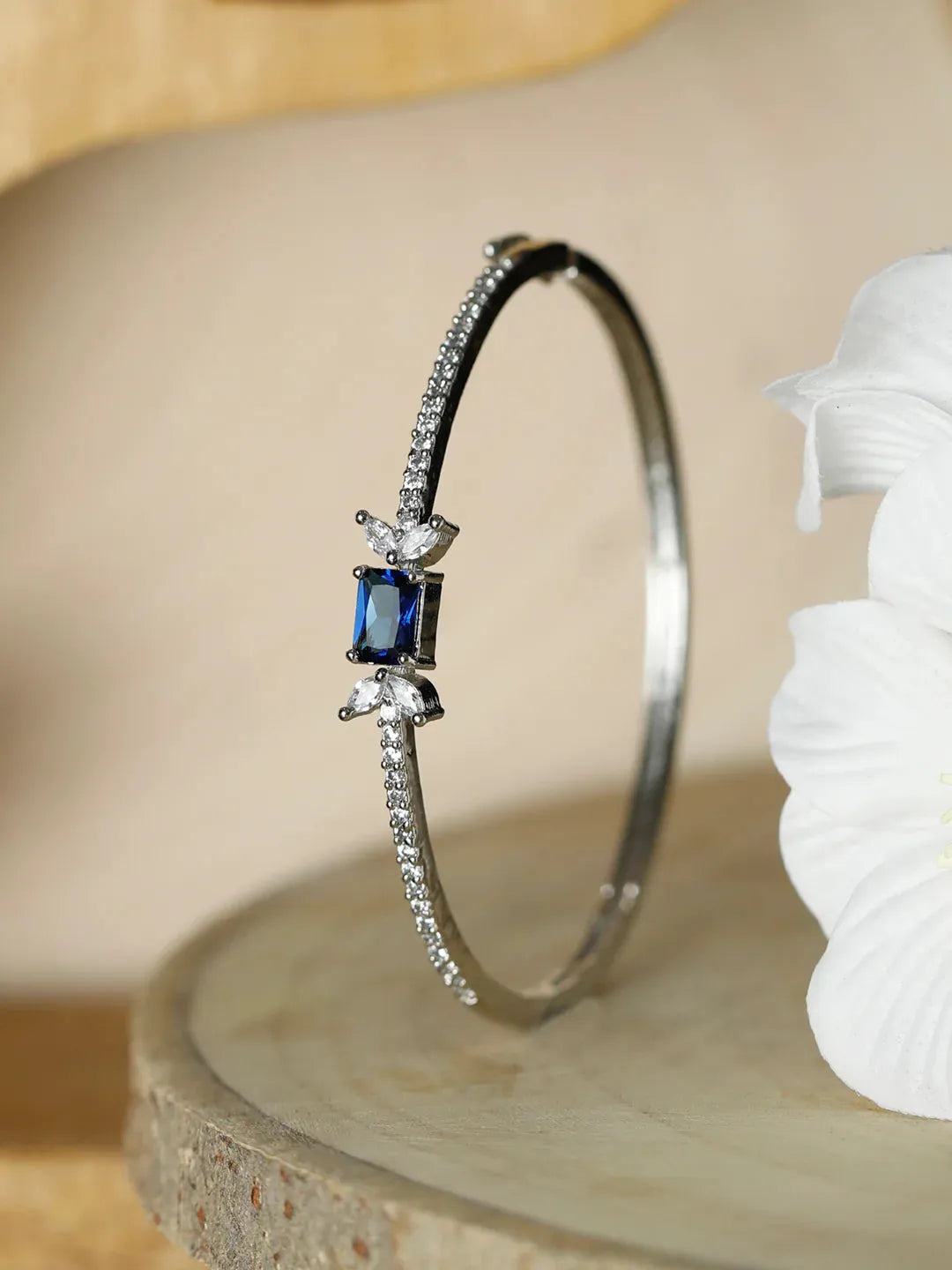 Agaami collection Elegant Blue Stone Silver Plated Bracelet