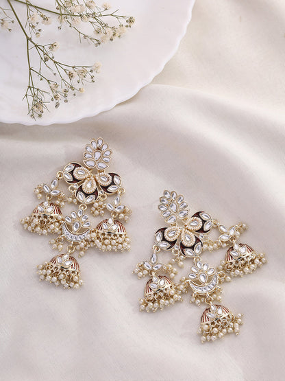 Agaami Marron Kundan Jhumkas