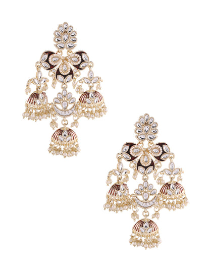 Agaami Marron Kundan Jhumkas