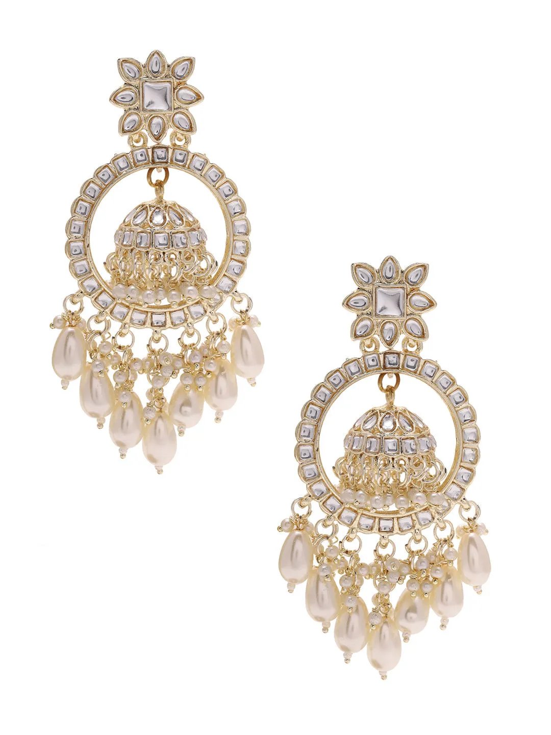Agaami Pearl and Gold Plated Chandbalis