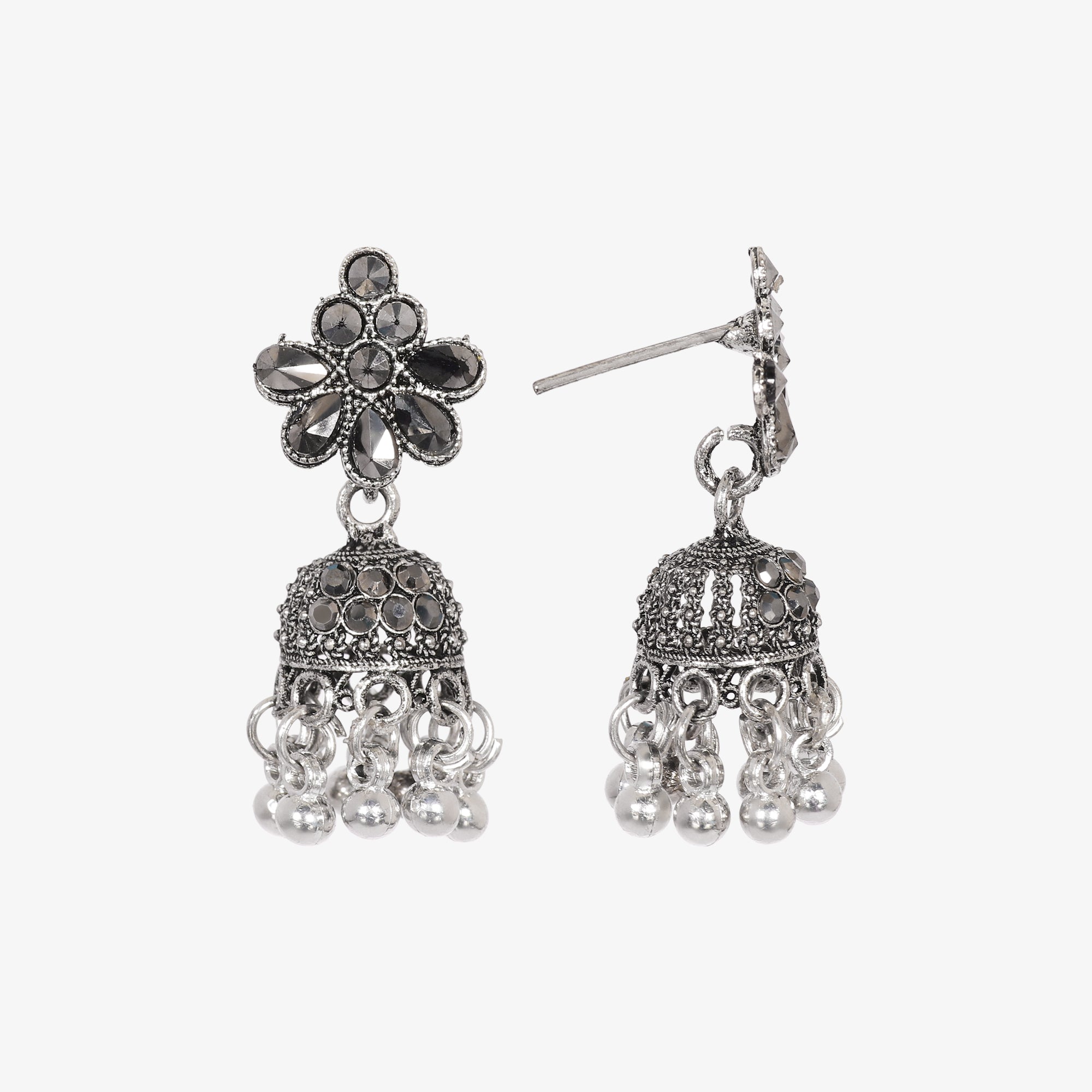 Oxidized Silver Jhumka Earrings – Antique & Traditional Charm for Every Occasion