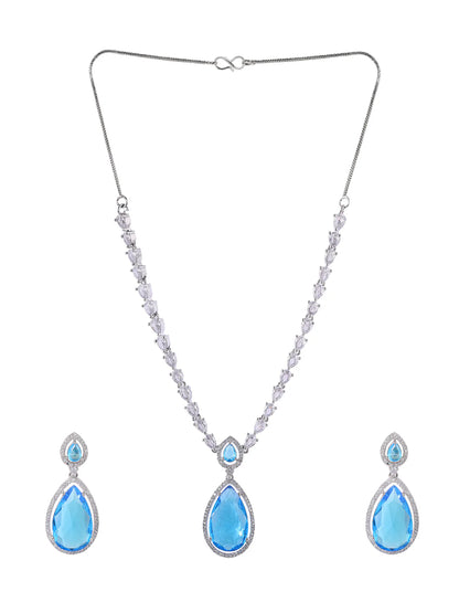 Agaami American Diamond and Stylish Jewellery Set in Floral Pattern For Women's